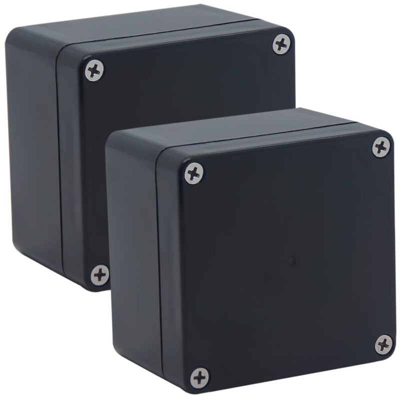 Raculety 2 Pack Project Box IP65 Waterproof Junction Box ABS Plastic Black Electrical Boxes DIY Electronic Project Case Power Enclosure 3.27"x3.19"x2.2"(83x81x56mm) - Image 1